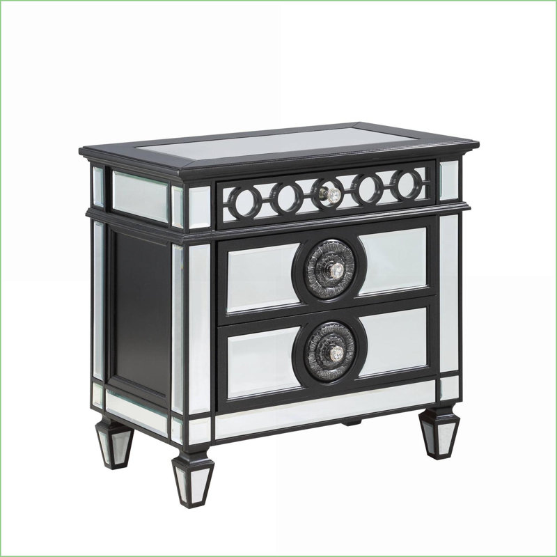 Table de chevet 2 tiroirs Glam, Argent argent