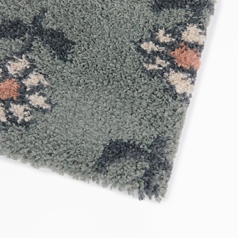 Sorrel Light Blue Kids Block Floral Area Rug, 3'11" x 5'7"