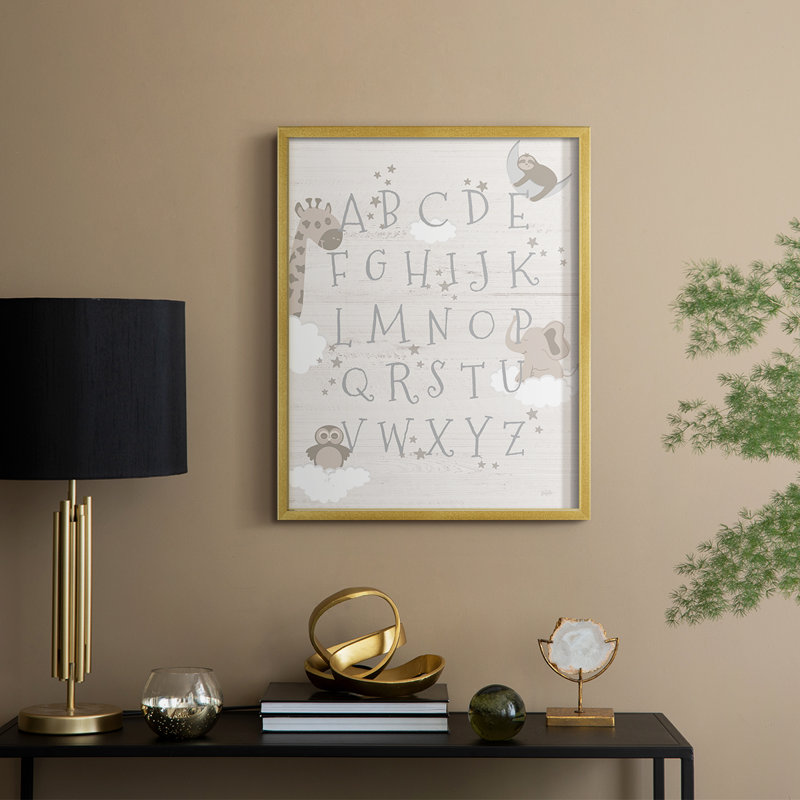 Dream Dream Alphabet, reproduction encadrée - bois massif, H 21 po x l 17 po, Doré