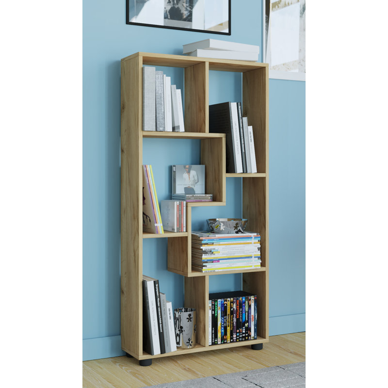Odia 119cm H x 60cm W Geometric Bookcase, Brown