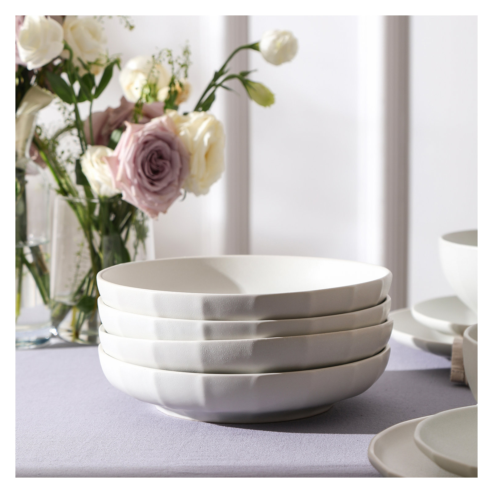 Stone Lain Rio 4-Piece Pasta Bowl Set Stoneware, Beige