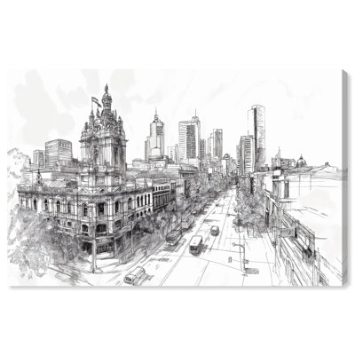 Collins Street Sketch Canvas Digital Sketch Art by Art Remedy