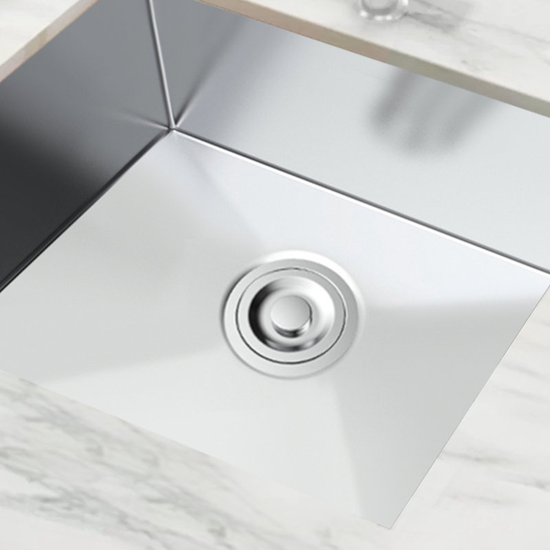 Single Bowl Stainless Steel Kitchen Sink, 8" H x 18" L x 17" W
