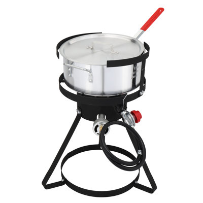 10Qt Propane Stove Aluminum Fish Fryer Pot With Strainer Basket