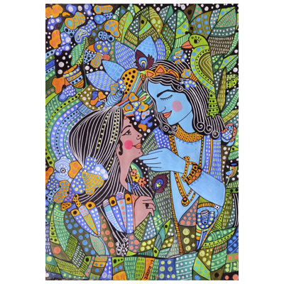 Radha And Krishna In Madhuban - Bond Of Soul | Acrylic And Ink On Paper | By Rukshana Tabassum