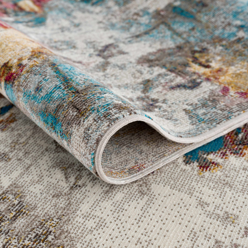 Mardin Multicolor Abstract Medium Pile Rectangular Rug 5'3" x 7'3"