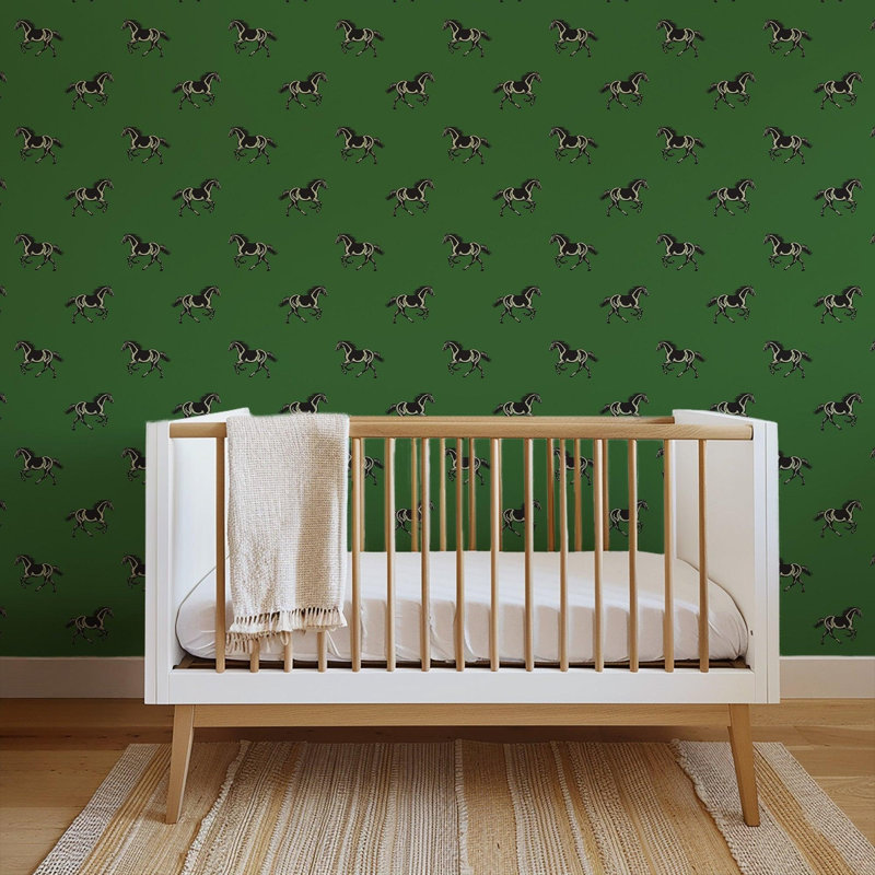 Thoroughbred - Wallpaper, Non-Pasted, Faux Grasscloth, Green