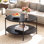 Table basse ronde en bois avec rangement Wynny, table basse de salon 