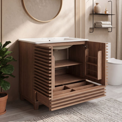 Meuble-lavabo de salle de bain avec lavabo et tiroir en céramique
