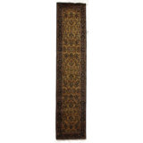 Mohajeran Sarouk Wool Oriental Area Rug in Black/Gold/Green/Brown