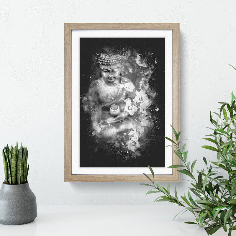Buddha Surrounded - Framed Print, 87cm H x 62cm W x 2cm D, Oak Framed