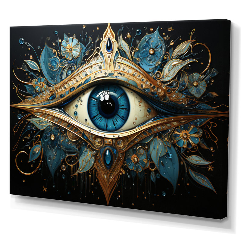 Judaism Hamsa Blessings Eye I - Judaism Wall Art, Toile tendue, H 34 po x l 44 po x P 1,5 po