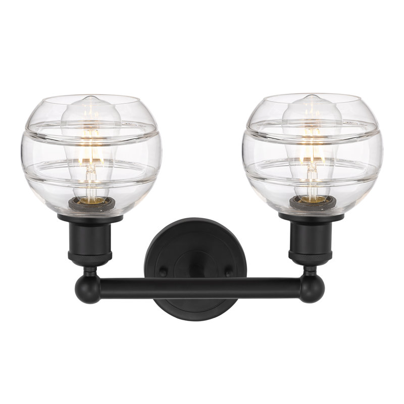 Éclairage pour meuble-lavabo à 2 lumières à intensité variable Natick, Transparent, Noir mat