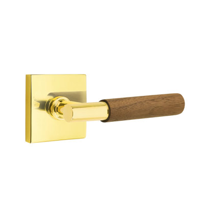 Ensemble de leviers de passage Emtek Select avec rosette carrée et tige en T, poignée en noyer foncé (CF)