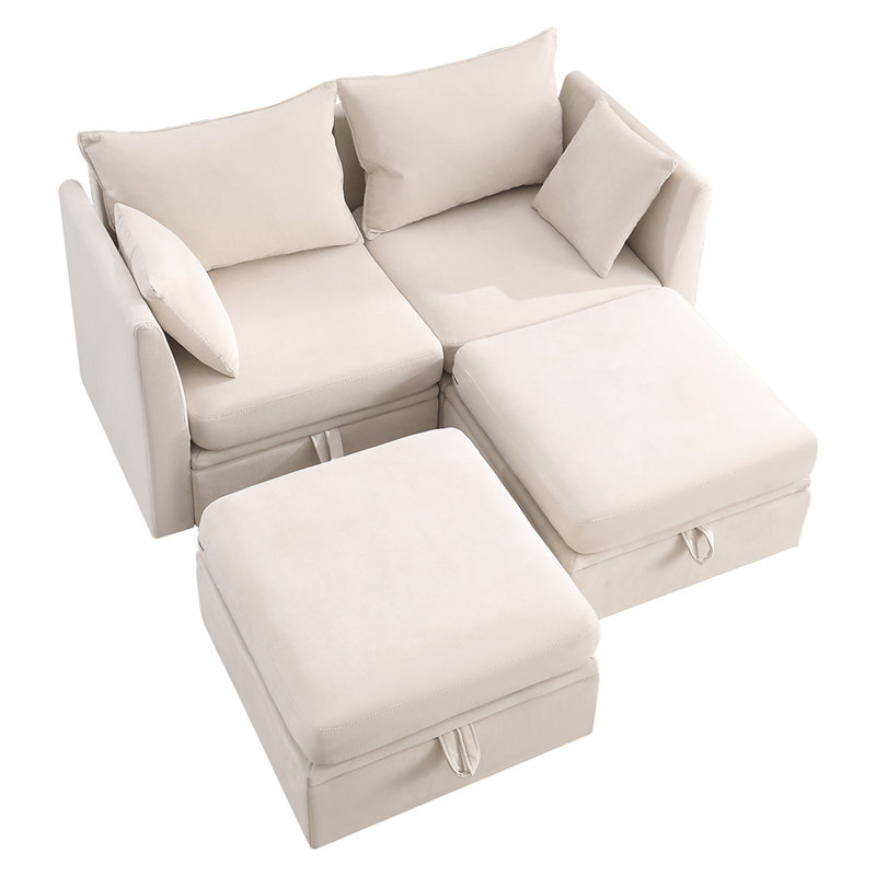 Canapé modulaire modulaire en U avec canapé et rangement, Beige