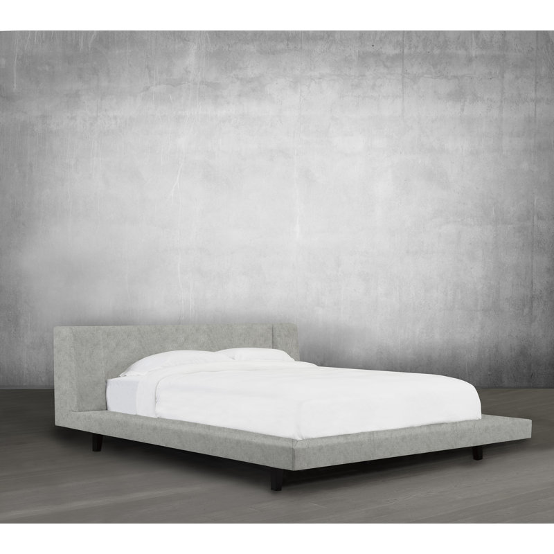 Lit plateforme en tissu d’ameublement Haslingden, Argent, Double