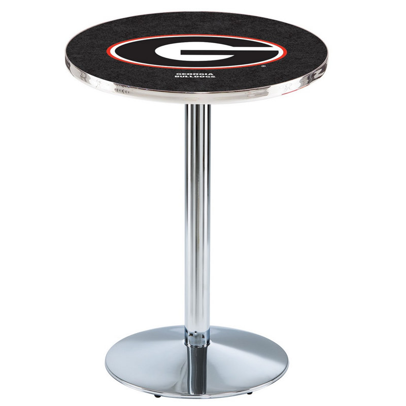 Round Metal Base Dining Table, Chrome, Louisiana Tech University