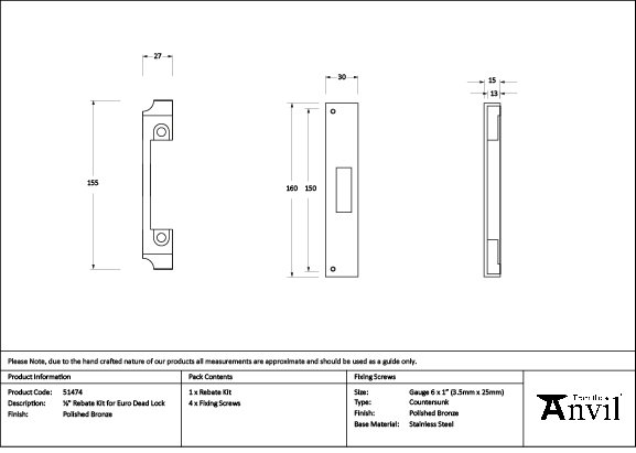 Rebate Kit, Polished Bronze