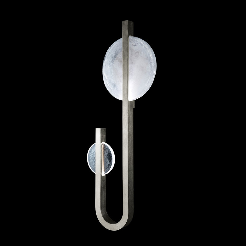 Selene Wrought Iron LED Flush Mounted Sconce, Silver, 36" H x 14.5" W x 3" D