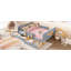 Lit plateforme double avec tiroirs de rangement, structure de lit en bois massif avec garde-corps-726662753-726662687