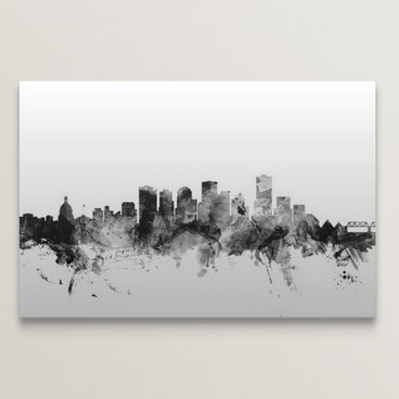 «Edmonton Canada Skyline» par Francy, impression, H 16 po x l 24 po x P 1,5 po, Toile