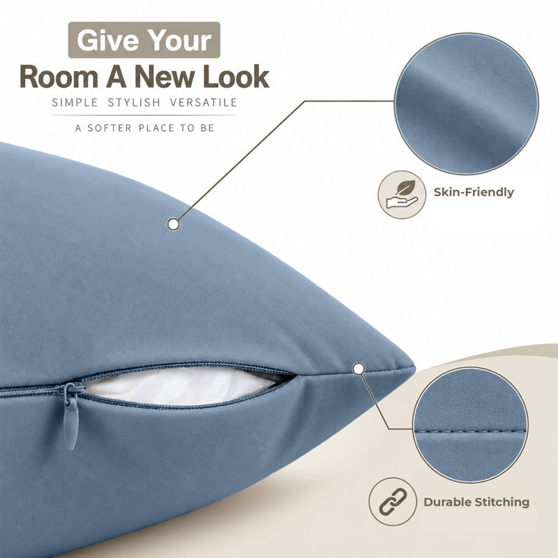 Soft Premium Microfiber Dyed Cushion Cover, WASHED BLUE