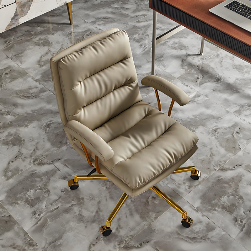 Fauteuil de direction de luxe 36,61 po kaki clair, fauteuil de bureau confortable en cuir pour la maison et le bureau