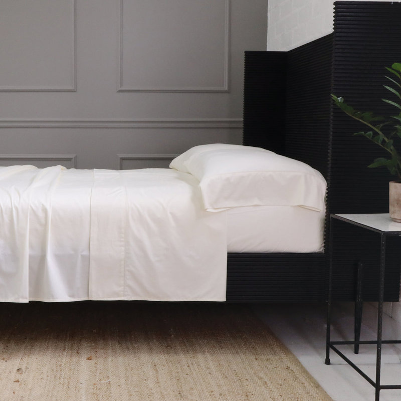 Ensemble de taies d'oreiller en satin de coton Classico, Standard, Ivoire