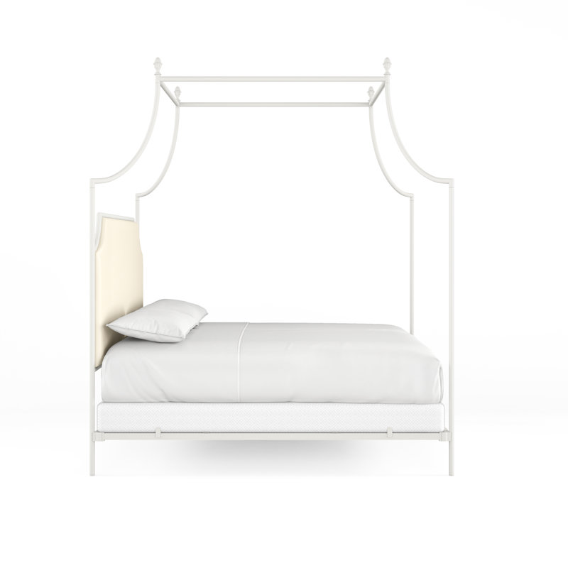 337 Flying Arch Canopy Bed | Complete Canopy, Matte White/Beige, California King