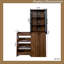 Bibliothèque vitrée à 4 niveaux avec tablettes coulissantes, rangement compact-1855228851