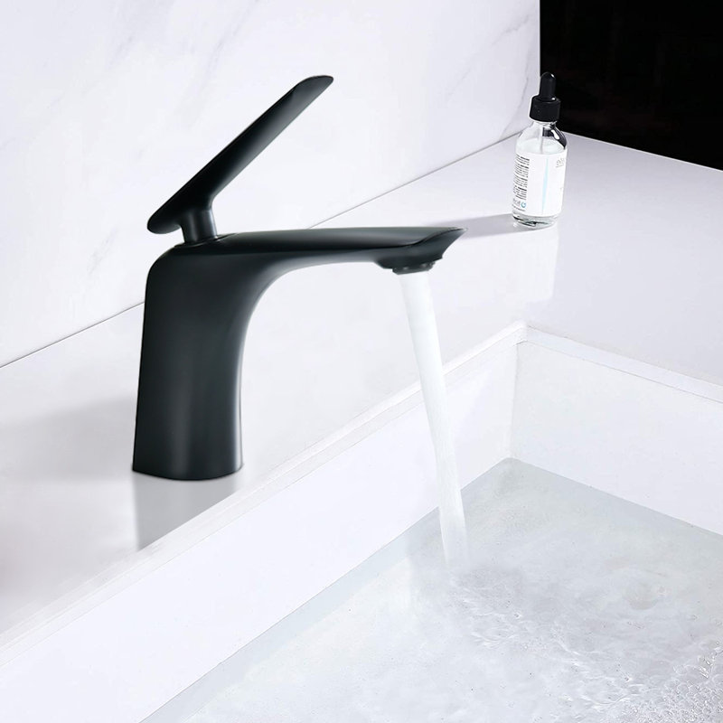 Single-Hole Single-handle Bathroom Faucet with Drain Assembly, Matte Black