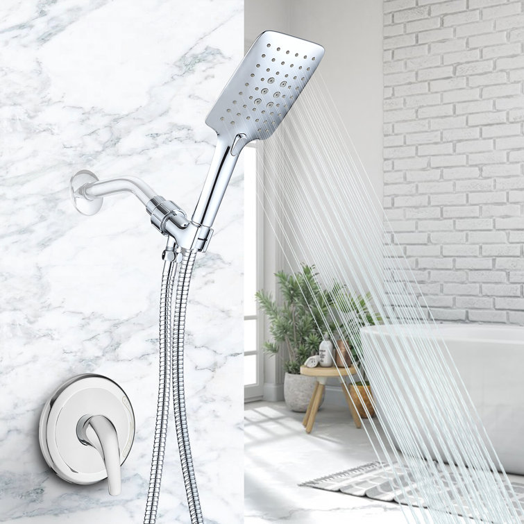 Lordear Double Rain Shower Set 5 Setting Hotel Spa Dual Bathroom Shower  Heads Handheld Combo Shower Set With Adjustable Slide Bar And Stainless  Steel Hose