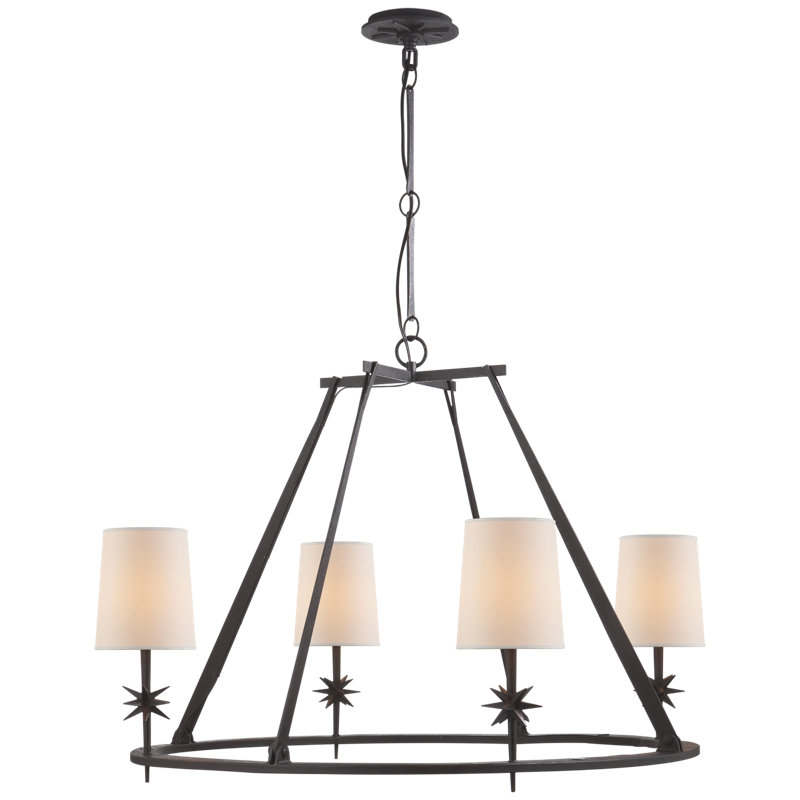 Ian K. Fowler Etoile Round Chandelier, Fabric, Blackened Rust