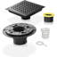 Drain de plancher de douche carré noir mat avec bride, grille carrée amovible, adaptateur fileté amélioré, acier inoxydable Sus 304