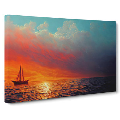 Boat at Sunset - Wrapped Canvas