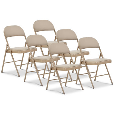 Chaises pliantes en vinyle, chaises rembourrées en vinyle rembourrées avec structure en métal durable, chaises d'invité pliables intérieures et extérieures empilables pour les repas de cuisine de bureau, capacité de 300 lb (paquet de 6)