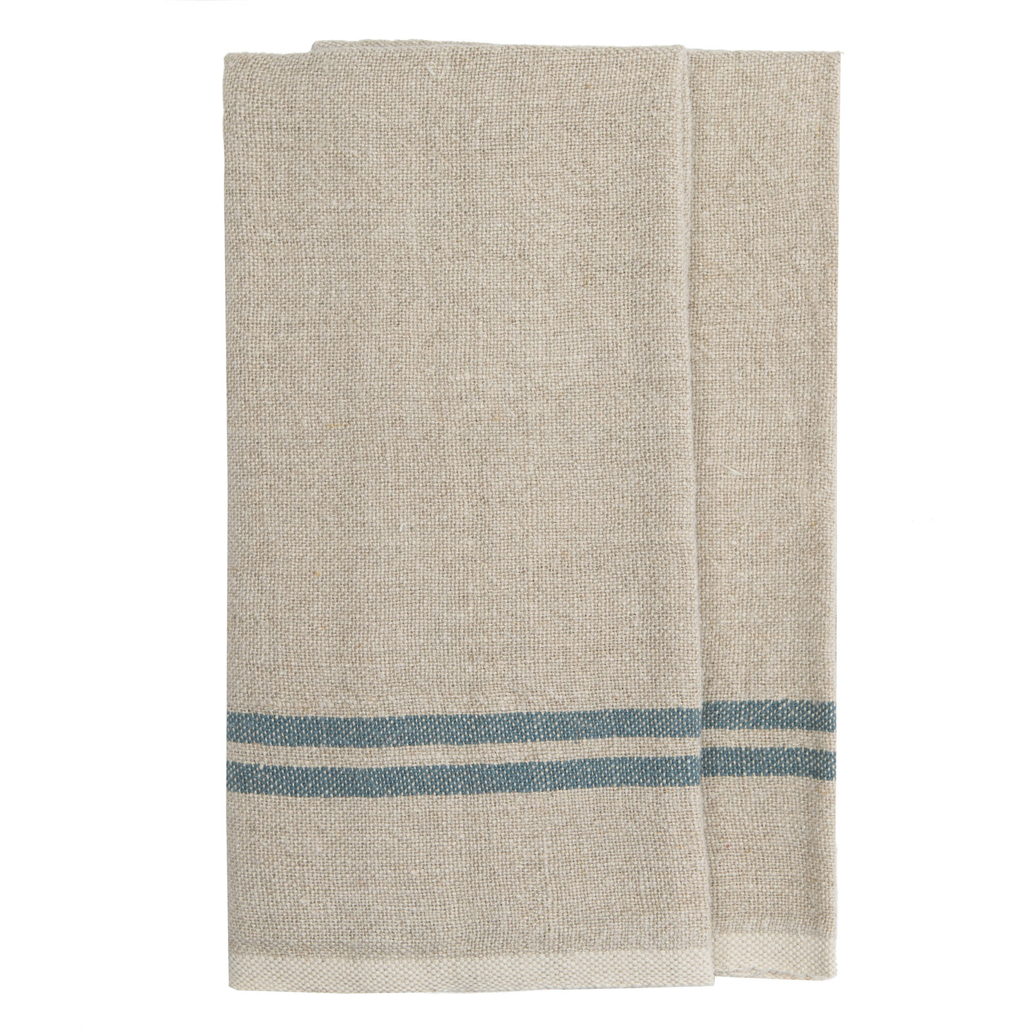 Brookline Stripe Tea Towel Kitchen Towel, Natural/Blue
