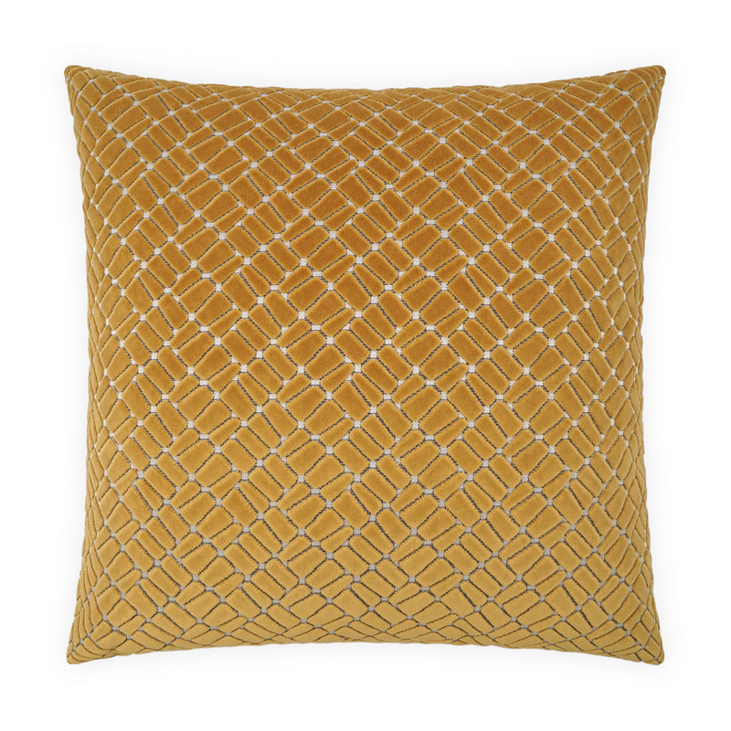 Melvin Square Pillow Cover & Insert, Mustard, Square 24"