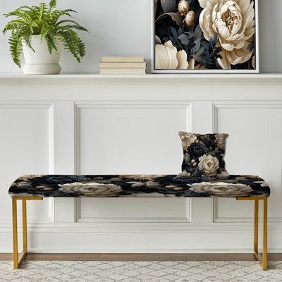 Banc floral rembourré or