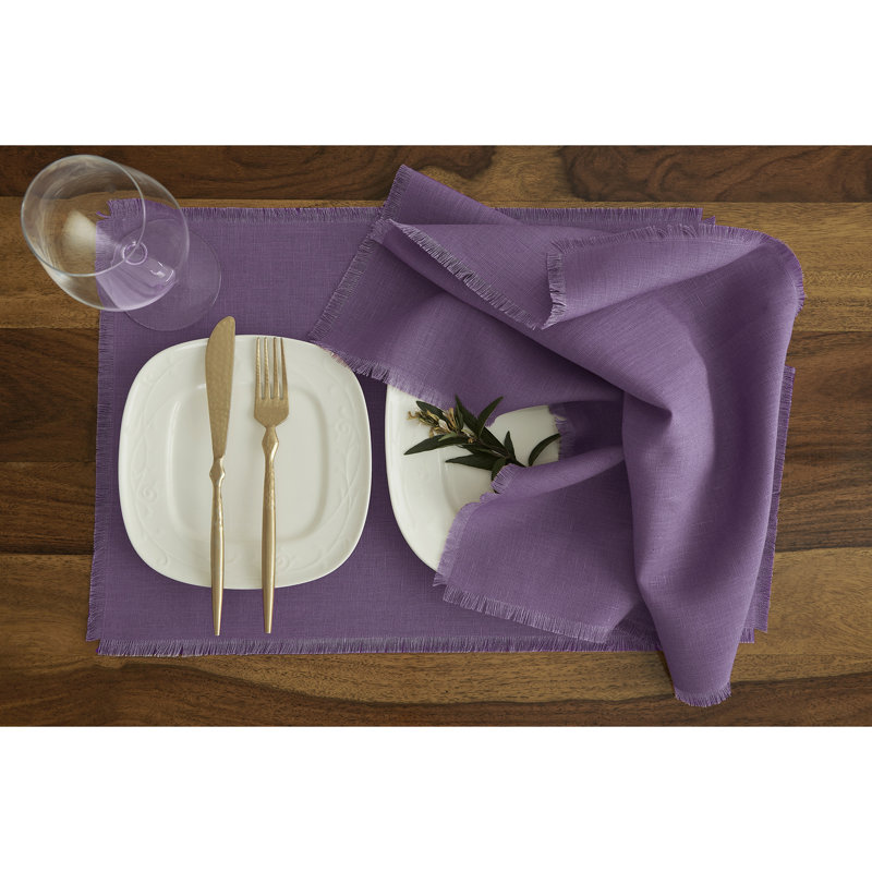 Fringe - 100% Pure Linen Dinner Napkins, Mulberry