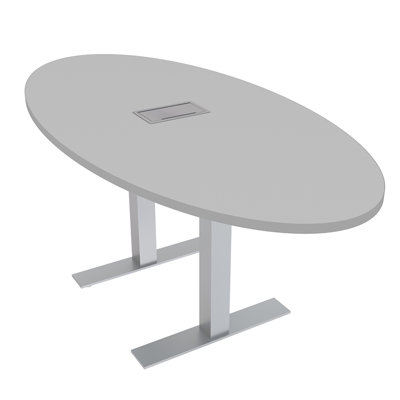 Table de salle de conférence ovale avec bases en T et alimentation et données