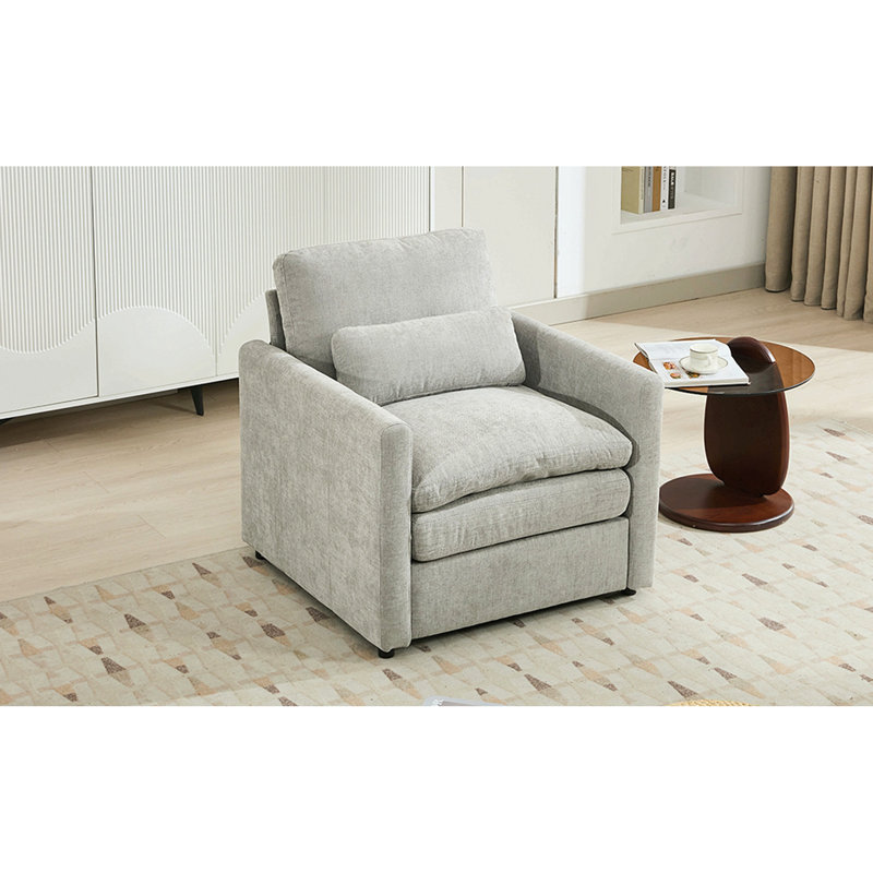 Fauteuil rembourré 31,9 "surdimensionné et confortable, Tissu chenille GRIS CLAIR