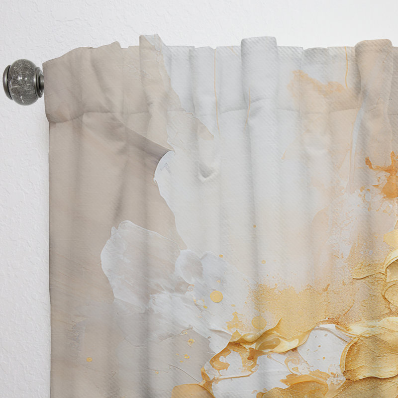 Rideau obscurcissant et obscurcissant à motif de spirales abstraites en or blanc et champagne - 1 panneau, L 52 po x L 108 po