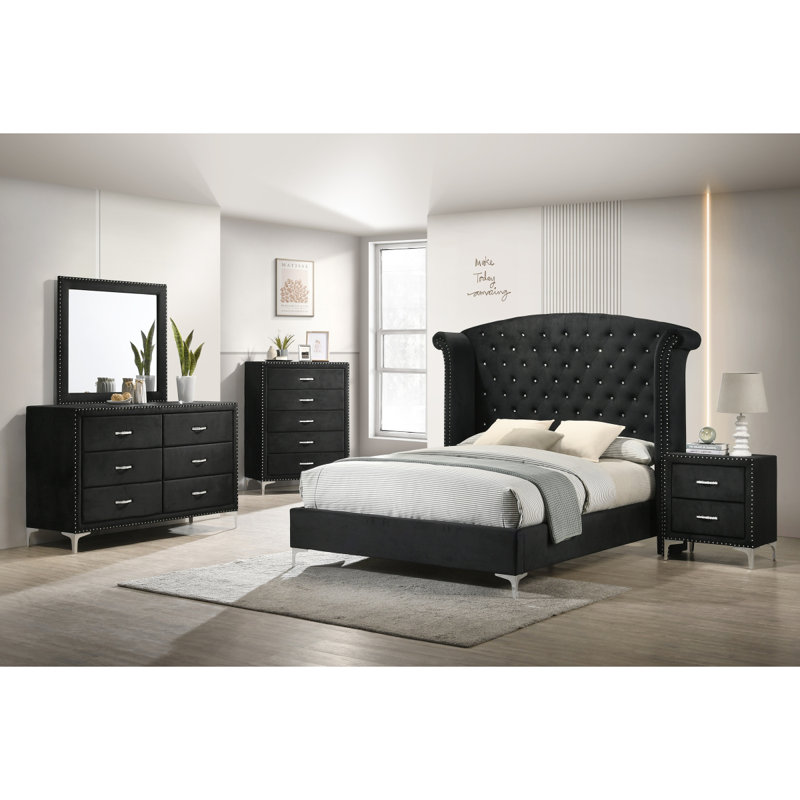 Lit en tissu d'ameublement Glam, King