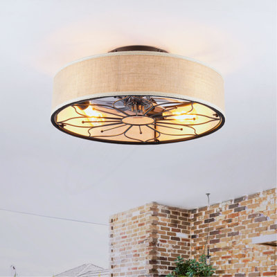 Ventilateur de plafond sans pales en tissu 20 po avec télécommande pour le salon, la chambre à coucher et la cuisine Lotus - Ampoules non incluses