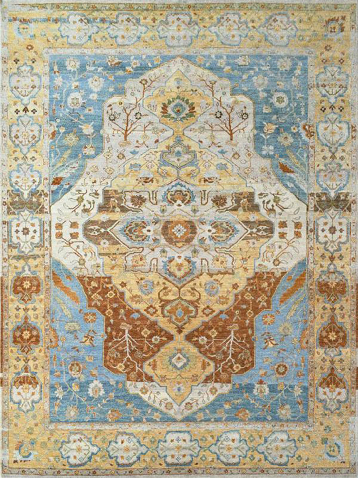 Bungalow Rose Barcelona Collection Beige Blue-Themed Traditional Motif ...