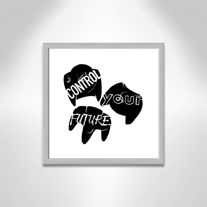 «Control your future», art encadré, H 17 po x l 17 po x P 1,19 po, Encadré de boîte argent