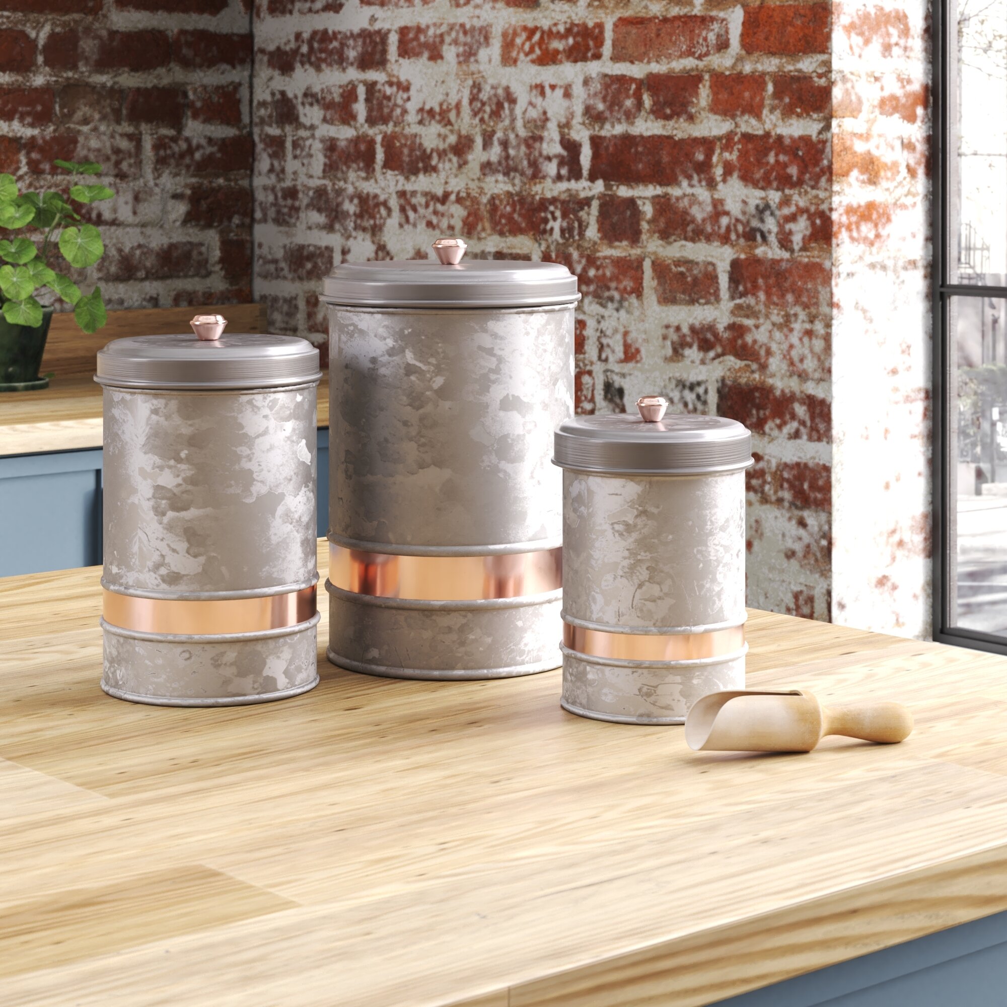 17 Stories Kitchen Canisters With Bamboo Lids, Airtight Metal