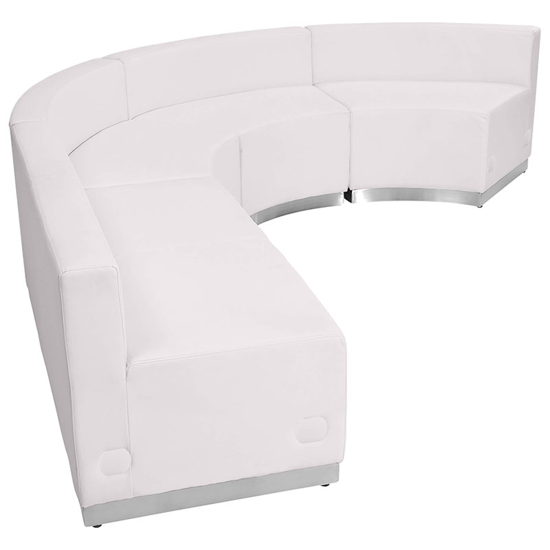 Configuration de réception modulaire Hercules 4 PC LeatherSoft avec dossier et siège tendus, Blanc