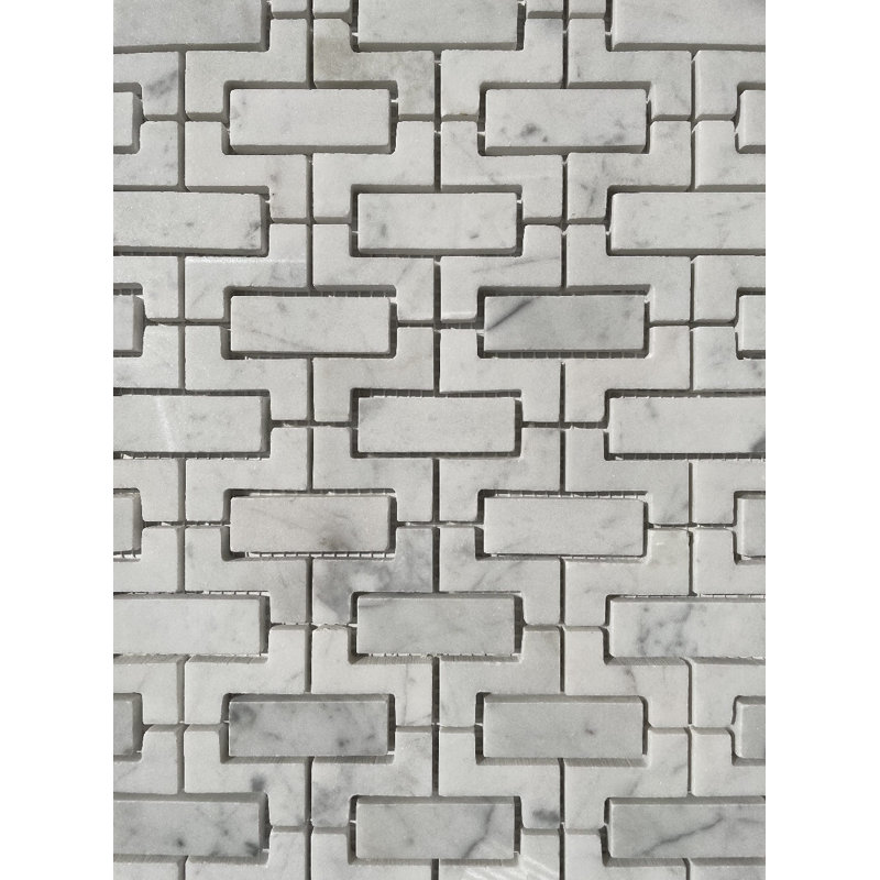 12 in. x 12 in. Grid Polished Marble Tile
